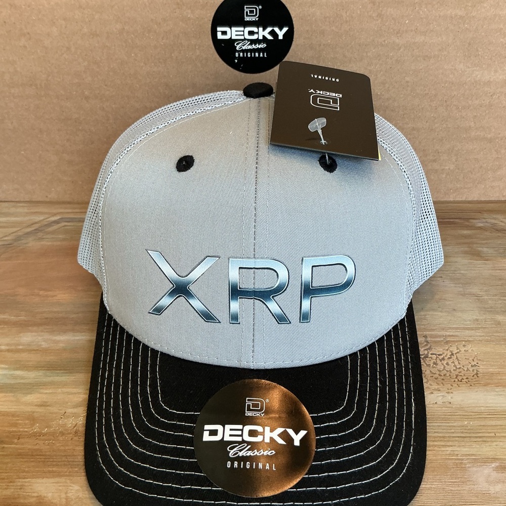Trucker hat XRP Cryptocurrency- Custom Decky 6031- gray/black